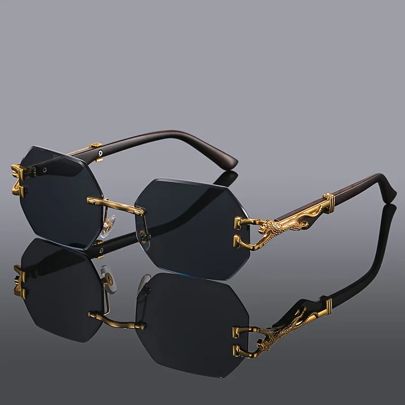 New Style Geometric Leopard Print Sport Glasses for Women, Lightweight & Durable Composite Frame, Trendy Streetwear Glasses