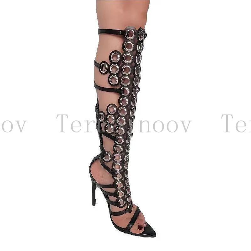 2026 Sexy Women'S Pumps and Heels Sexy Lace up Knee High Heeled Sandals Open Toe Stiletto Heels for Parties and Events