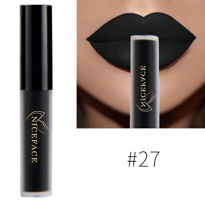 Matte Liquid Lipstick Waterproof Long Lasting Lip Gloss Tint Sexy Red Nude Purple Metallic Lipsticks Makeup Cosmetics