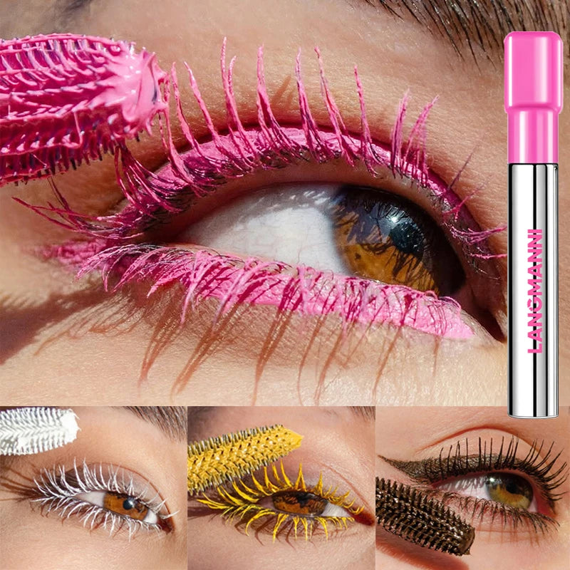 Silk Fiber Matte Blue Mascara Colorful Big Brush Lengthen Eyelashes Waterproof Lasting Fast Dry Greenpink Curling Mascara Makeup