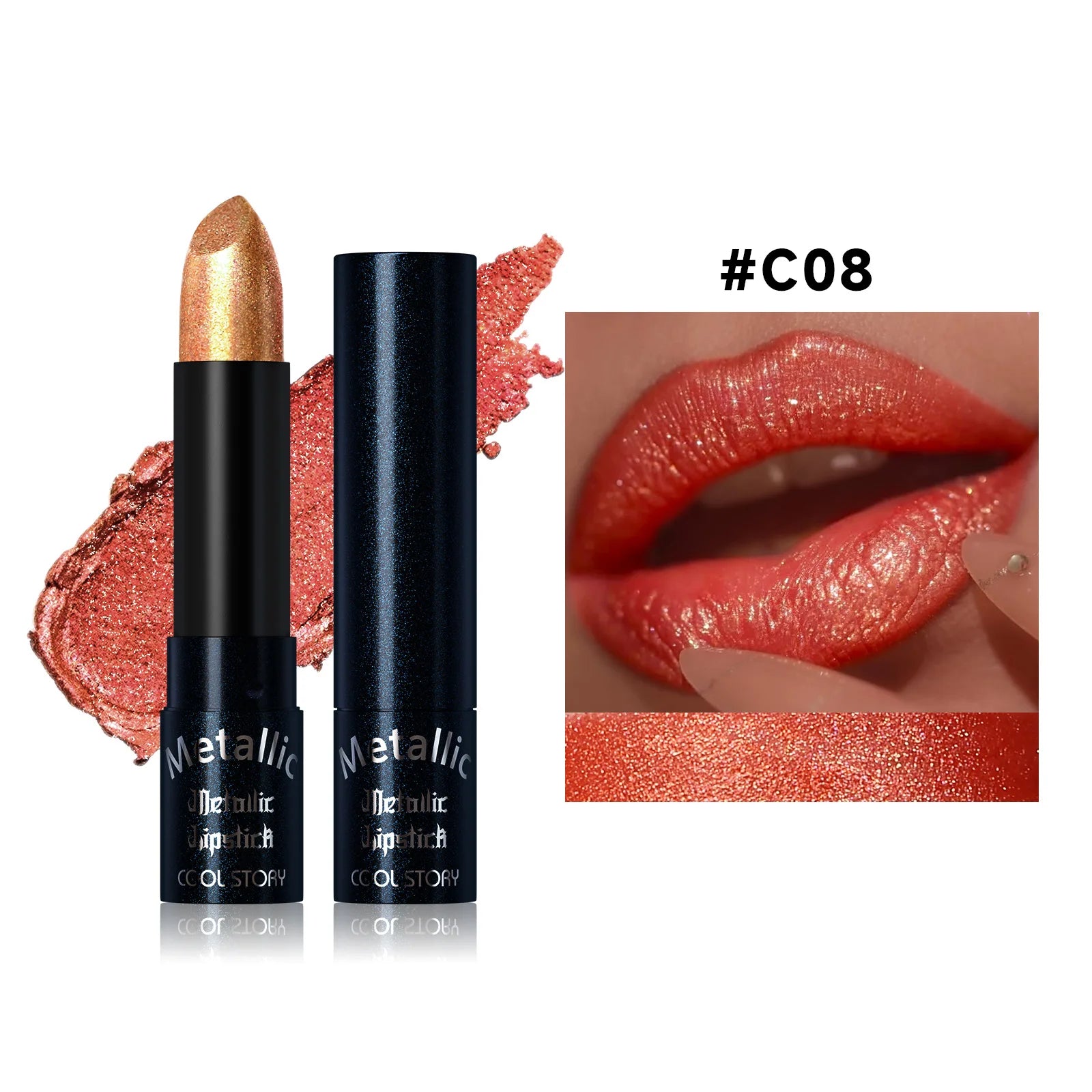15Colors Metallic  Waterproof Lasting Diamond Pearlescent Metallic Lipstick Blue Lip Gloss Women Makeup Cosmetic