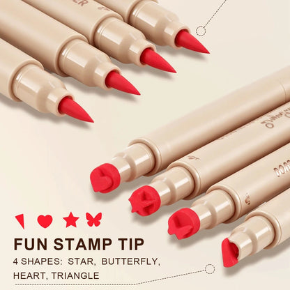 Colorful Liquid Stamp Eyeliner Red Star Heart Butterfly 2 in 1 Eye Liner Pencil Purple Pink Waterproof Eye Template Makeup Tool