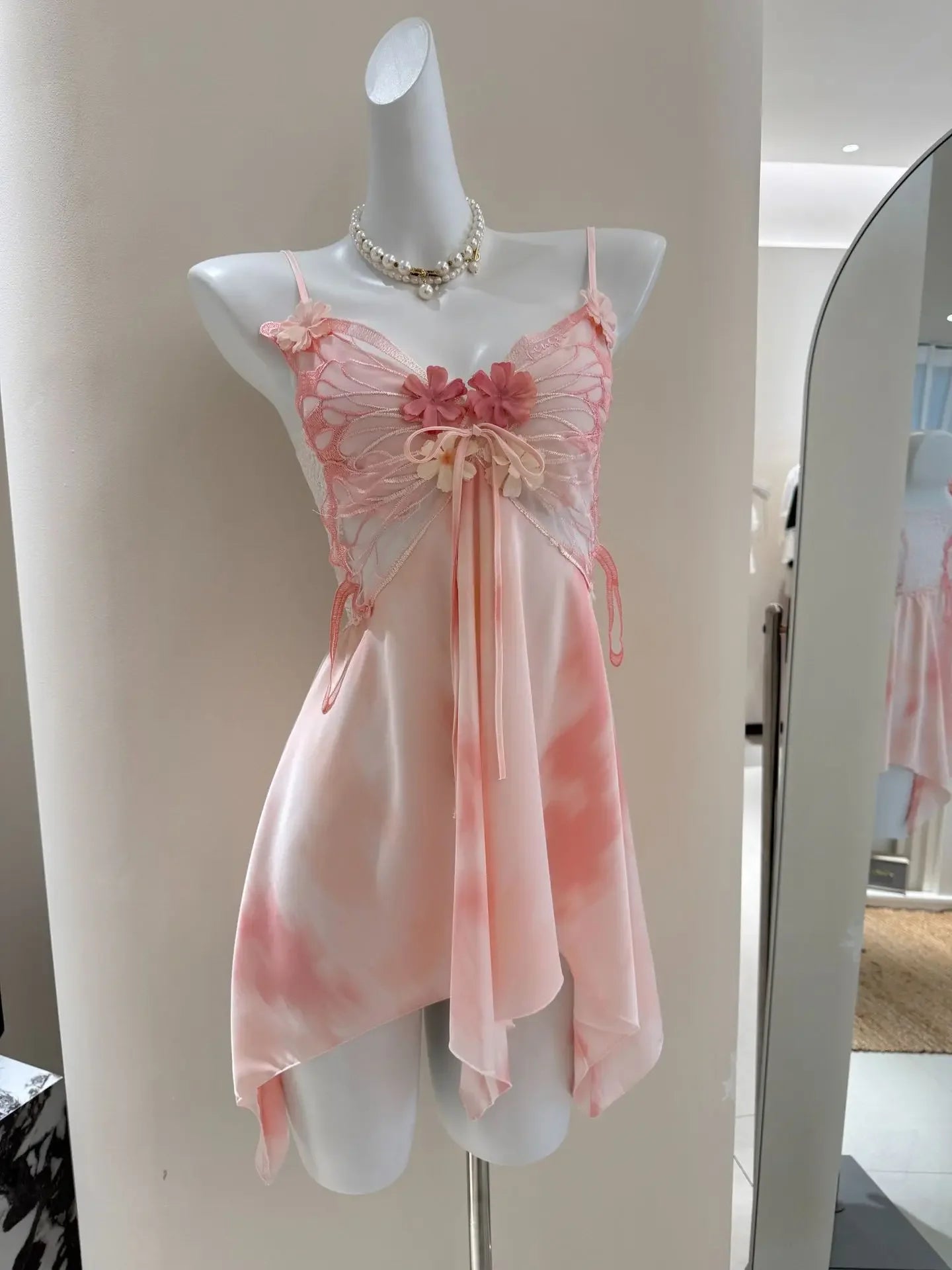 Fairy Elf Suspender Nightgown Lingerie Sexy Butterfly Lace Chemise Sleepwear Nightdress Homewear Summer New Women Nightwear
