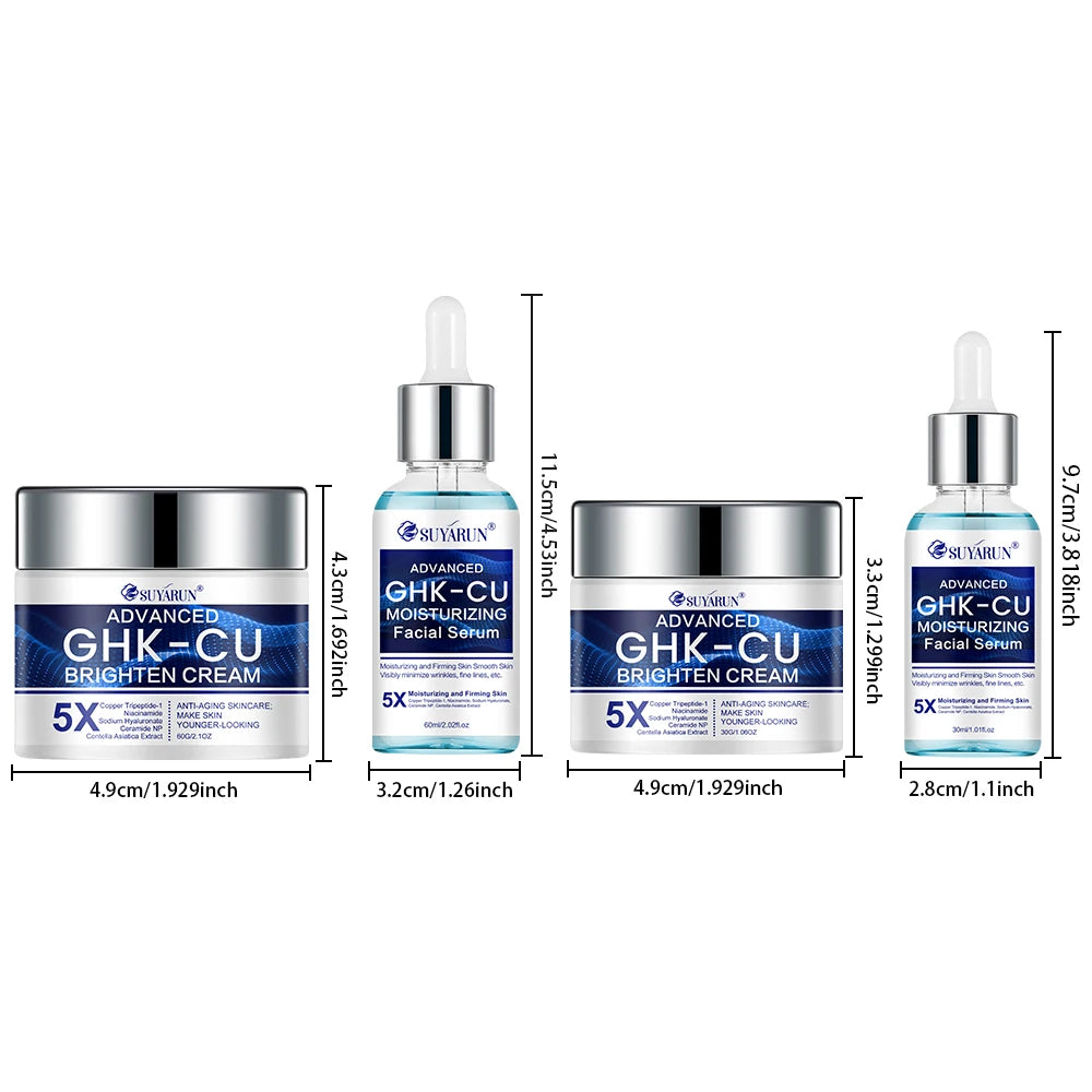 SUYARUN GHK-CU Cream & Serum - Anti-Aging Facial Moisturizer, Firming and Moisturizing for All Skin Types, Suitable for Women.