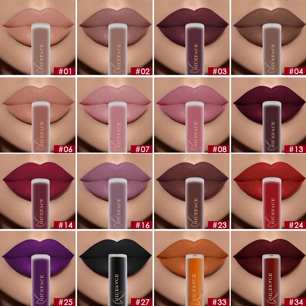 Matte Liquid Lipstick Waterproof Long Lasting Lip Gloss Tint Sexy Red Nude Purple Metallic Lipsticks Makeup Cosmetics
