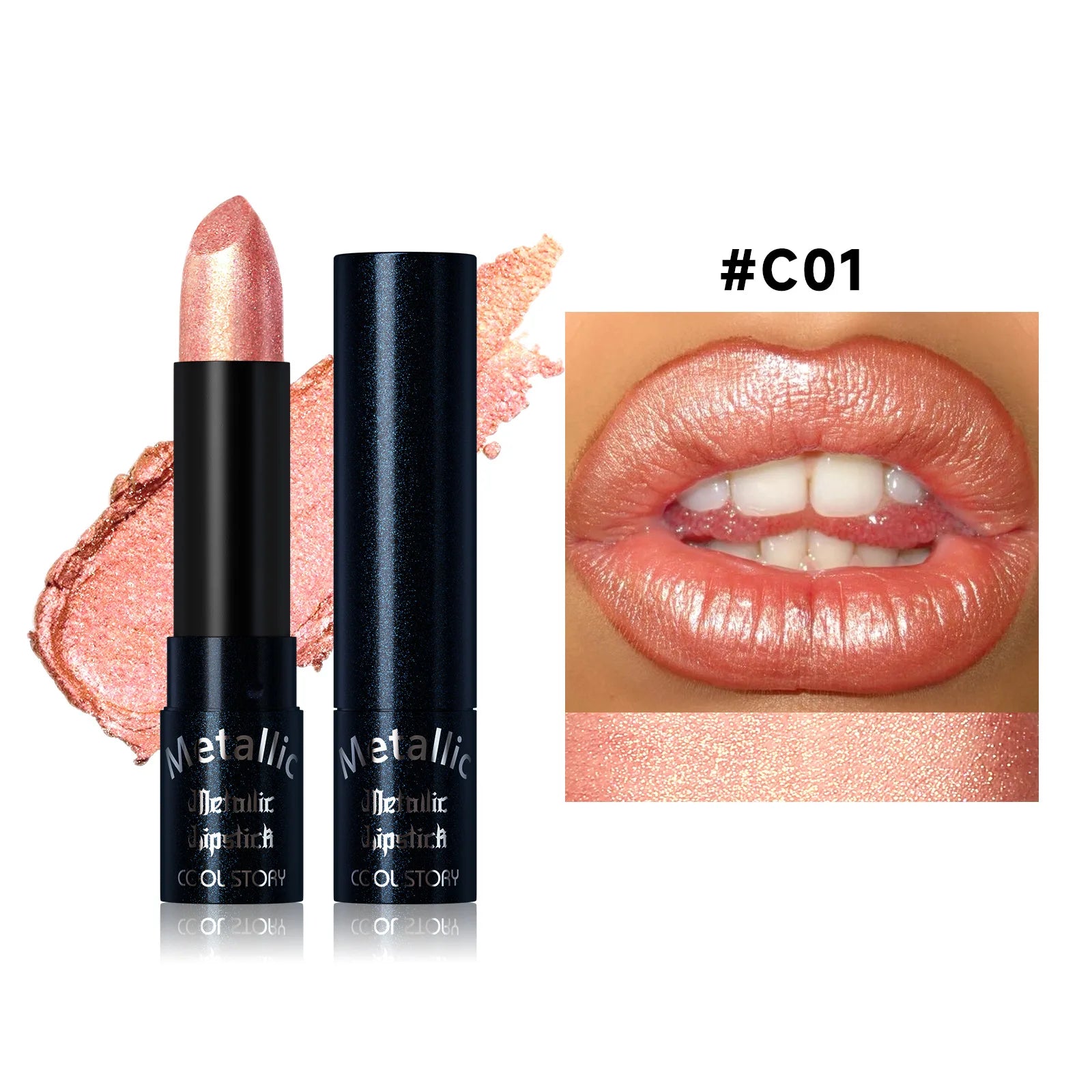 15Colors Metallic  Waterproof Lasting Diamond Pearlescent Metallic Lipstick Blue Lip Gloss Women Makeup Cosmetic