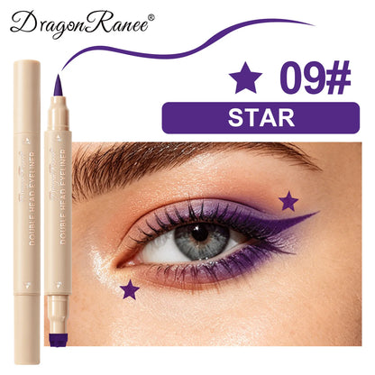 Colorful Liquid Stamp Eyeliner Red Star Heart Butterfly 2 in 1 Eye Liner Pencil Purple Pink Waterproof Eye Template Makeup Tool