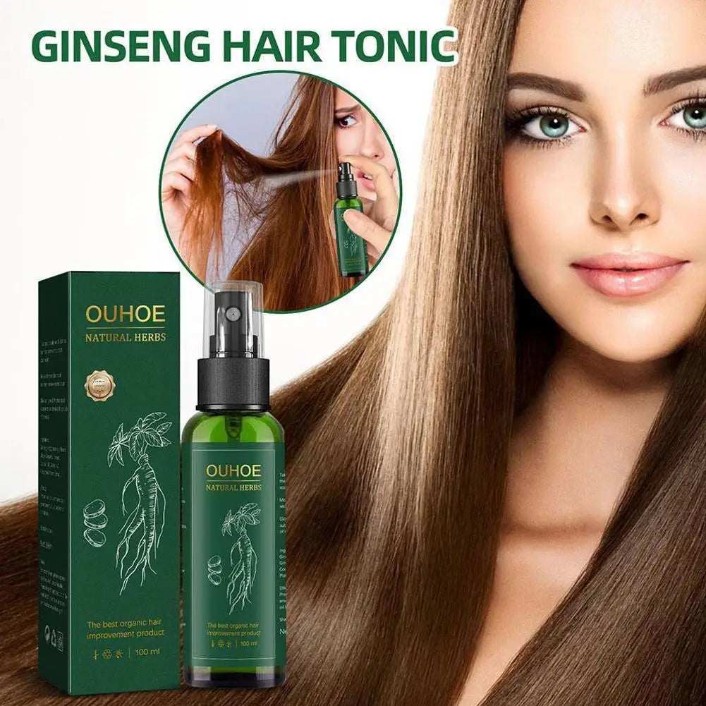 100Ml Ginseng Hair Serum for Men Women Nourishes Scalp Strengthen Root Repair Damaged Hair Herbal Hair Care Spray