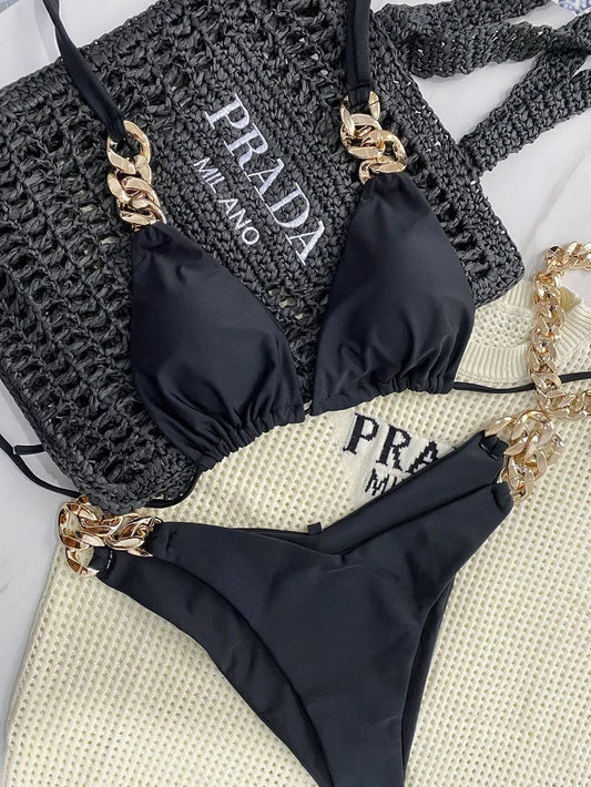 New Sexy Bikini 2023 Triangle Bathing Suit for Women Brazilian Bikini Set 2-Piece Halter Swimwear Push up Swimsuit