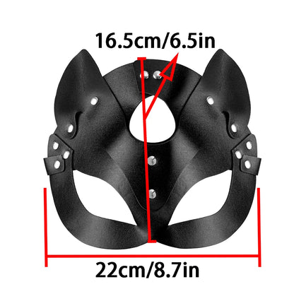 Women Sexy Mask Half Face Cosplay Leather Mask Party Mask Chain Harness Necklace Masquerade Ball Fancy Masks Punk Collar BDSM