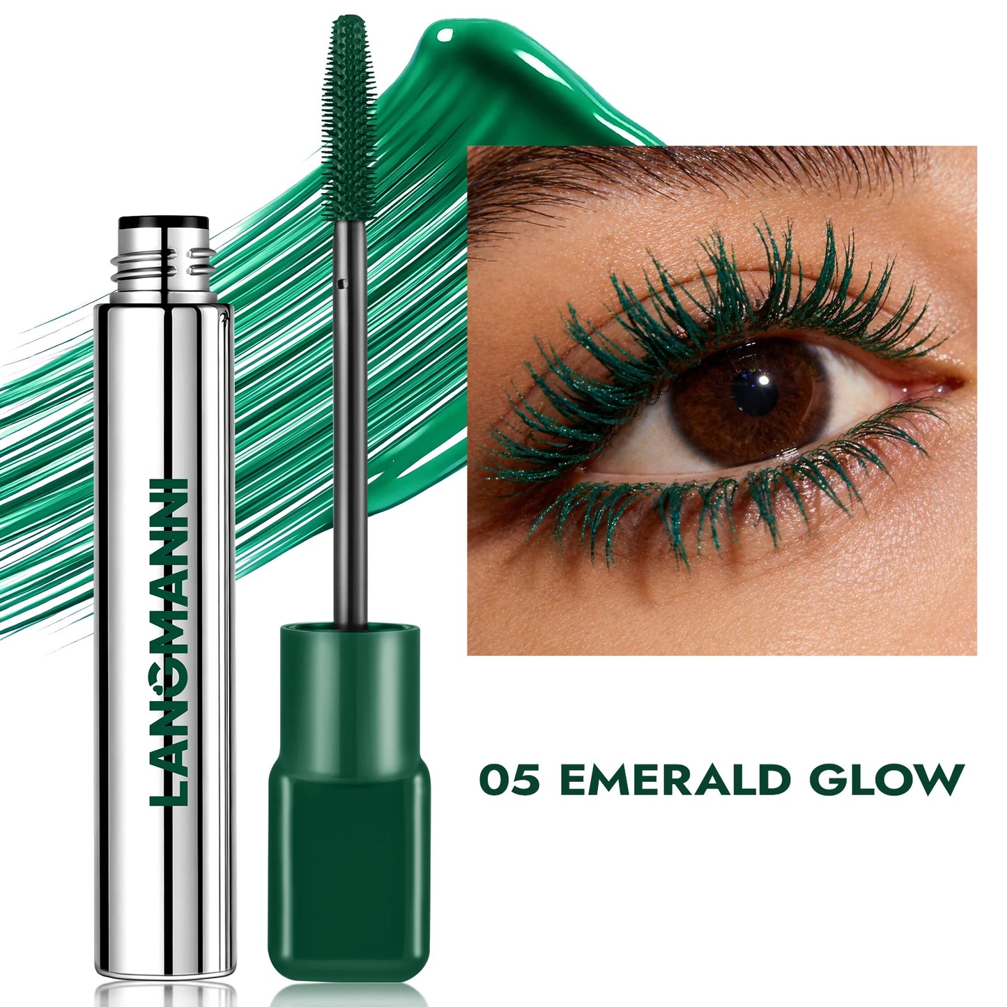 Silk Fiber Matte Blue Mascara Colorful Big Brush Lengthen Eyelashes Waterproof Lasting Fast Dry Greenpink Curling Mascara Makeup