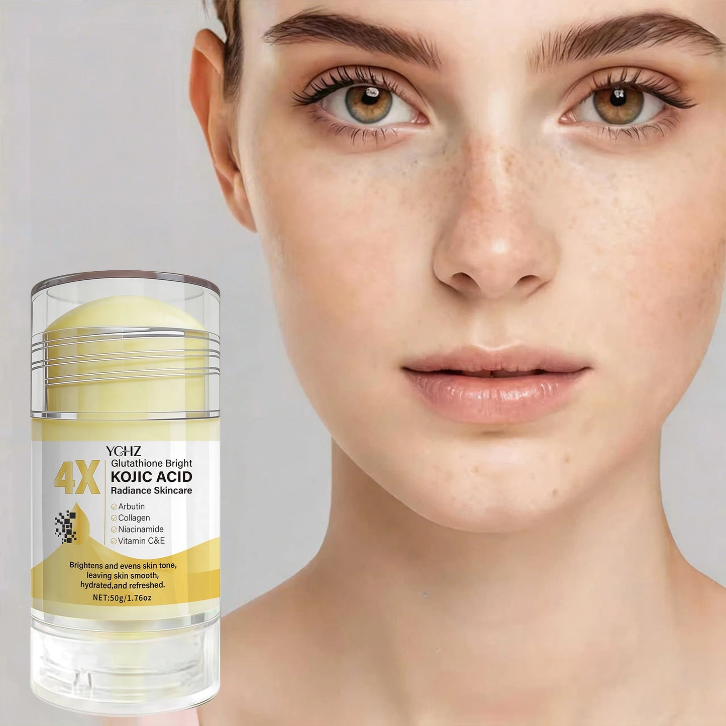 Kojic Acid Cream Stick, Evens Out Skin Tone, Eliminates Dark Spots and Dullness - Non-Greasy, Suitable for Both Men and Women - Whitening and Moisturizing Cream, for Day and Night Use - 50G