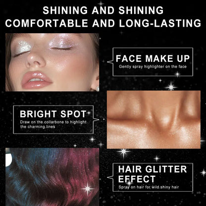 100Ml High Gloss Glitter Spray Shiny Sparkling Effect for Body Hair Clothes - Multi-Use Sparkle Spray